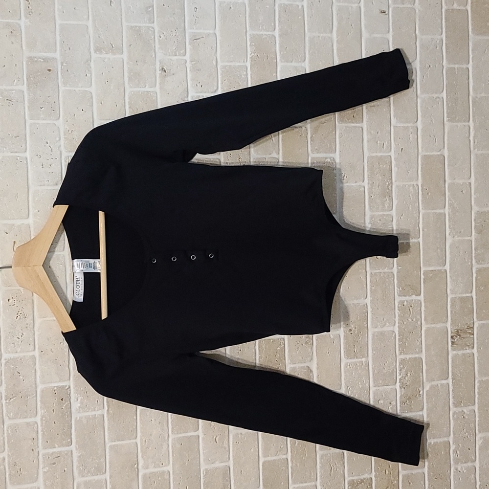 Cloth by Design Women's Black Long Sleeve Bodysuit (Sz S)